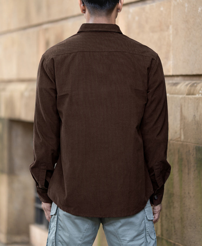 Brown Corduroy Shirt With Pockets