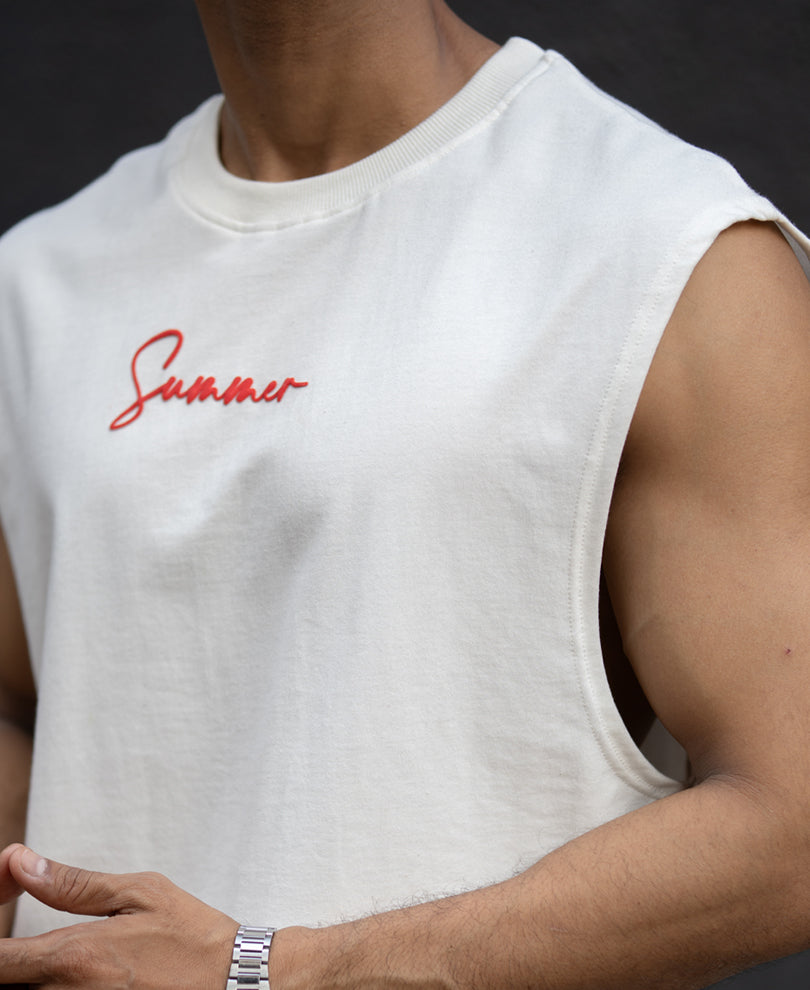 Off White Slogan Print Vest.