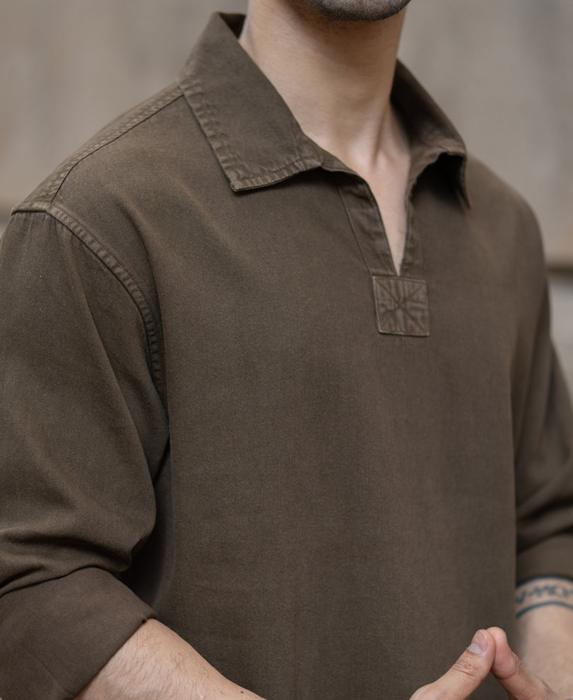 Brown Overdyed Kurta Shirt.
