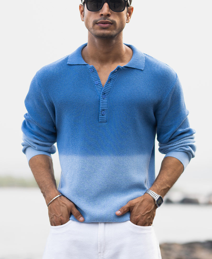 Blue Ombre Cotton Sweatshirt