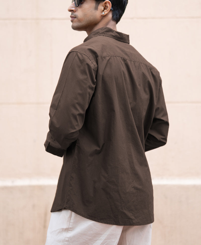 Dark Brown Double Pocket Lightweight Shirt.