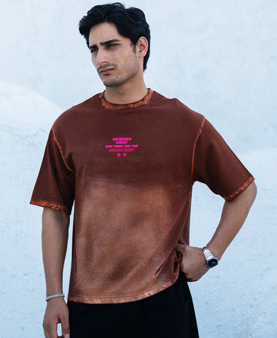 Brown Sprayed Graphic T-Shirt