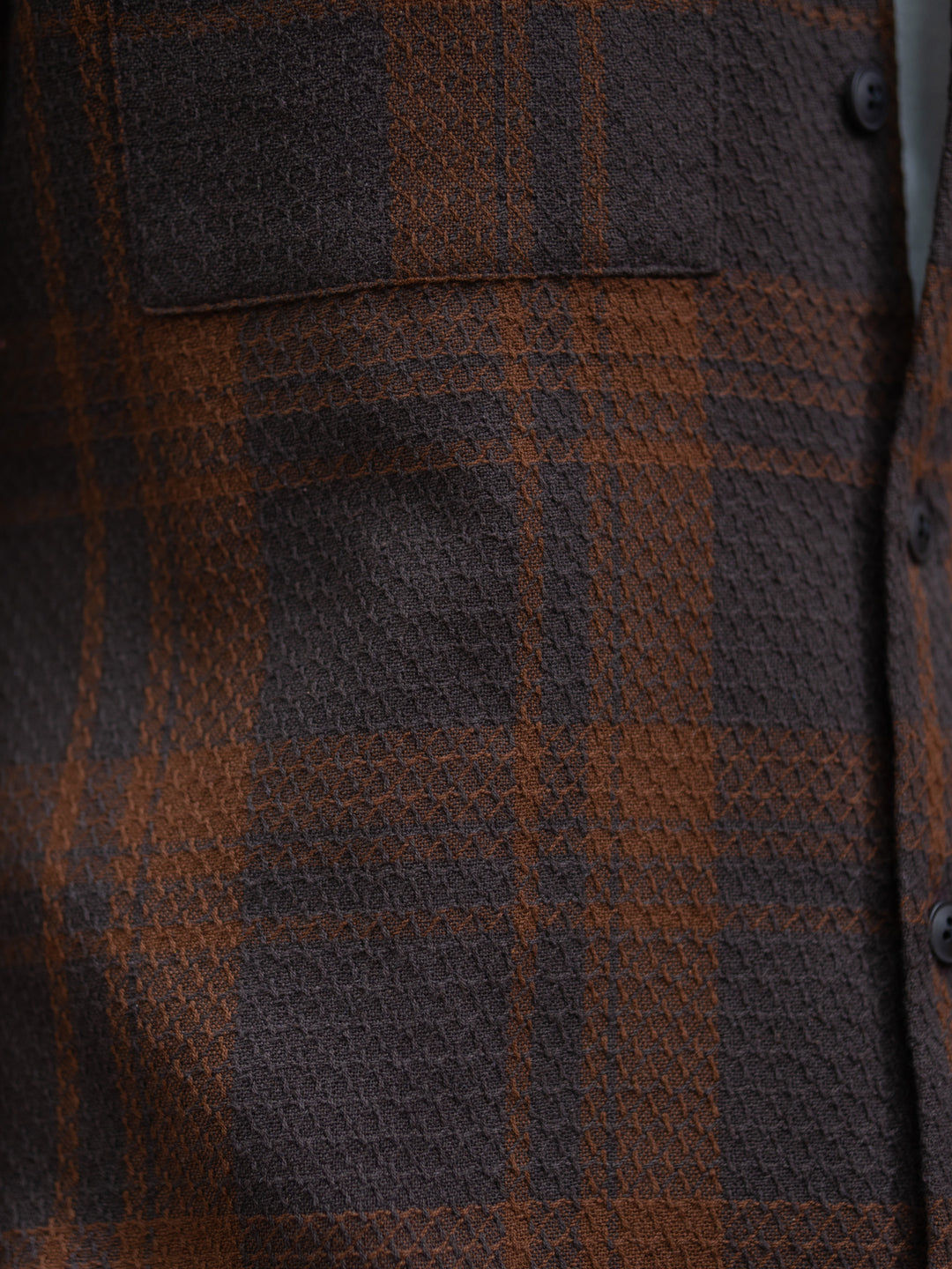 Dark Brown Structured Checks Shirt