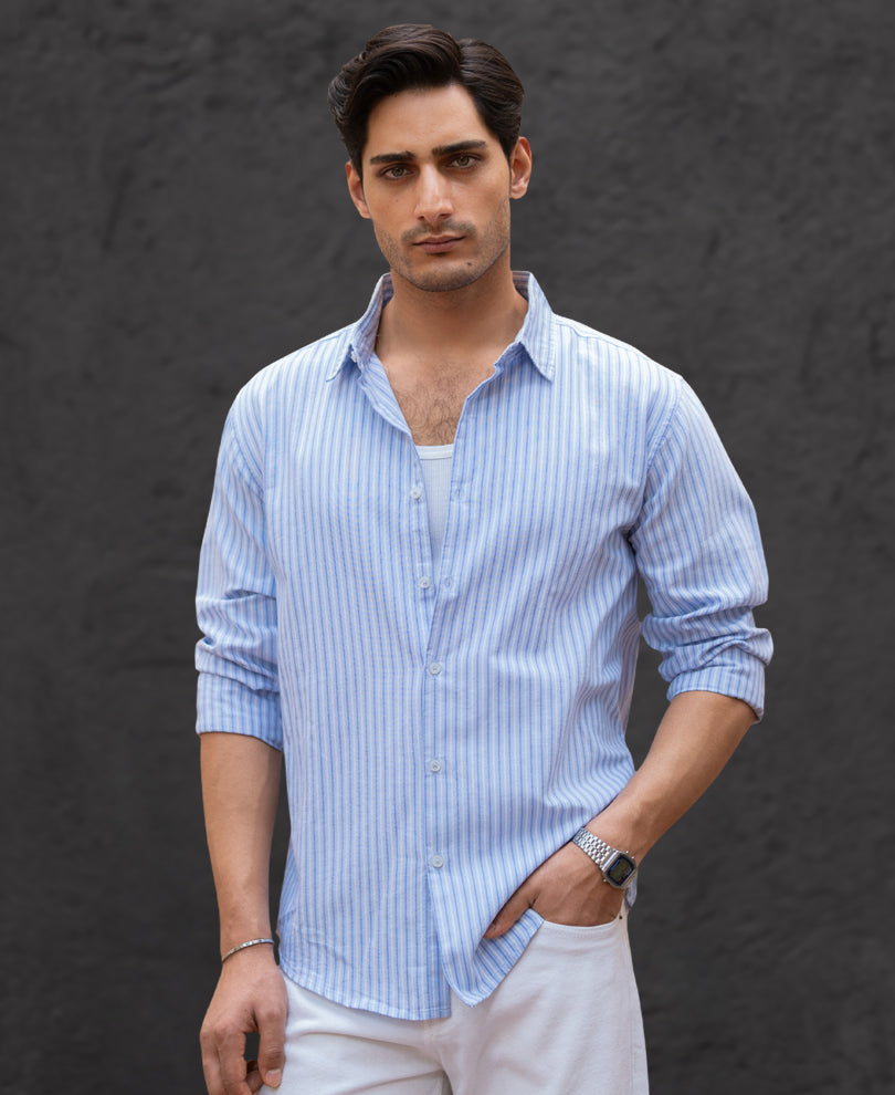 Light Blue Oxford Stripe Shirt.