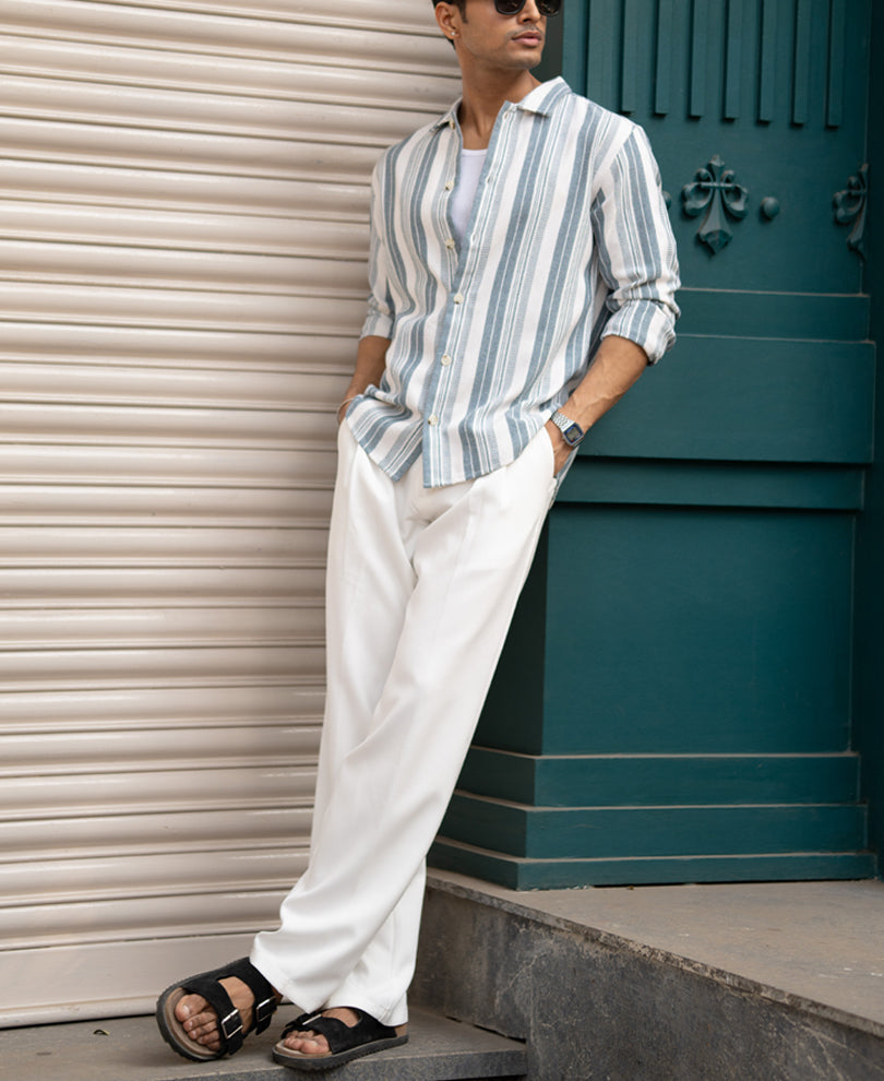 Blue Structure Stripe Shirt.