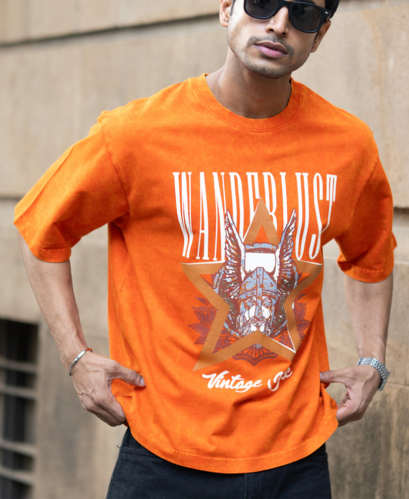 Orange Washed Graphic T-Shirt