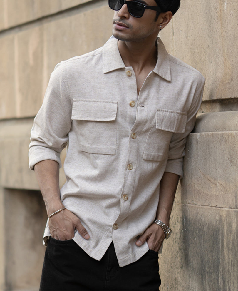 Natural Linen Double Pocket Shirt