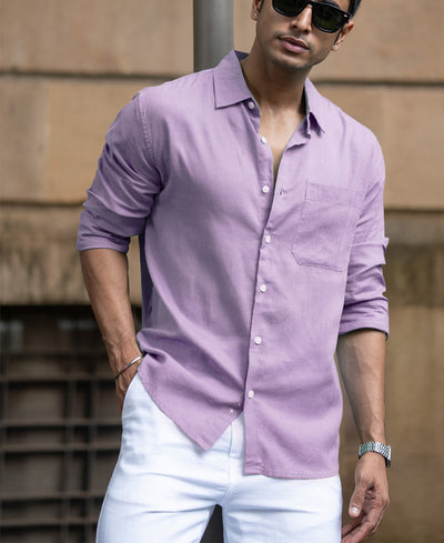Light Lilac Linen Blend Shirt