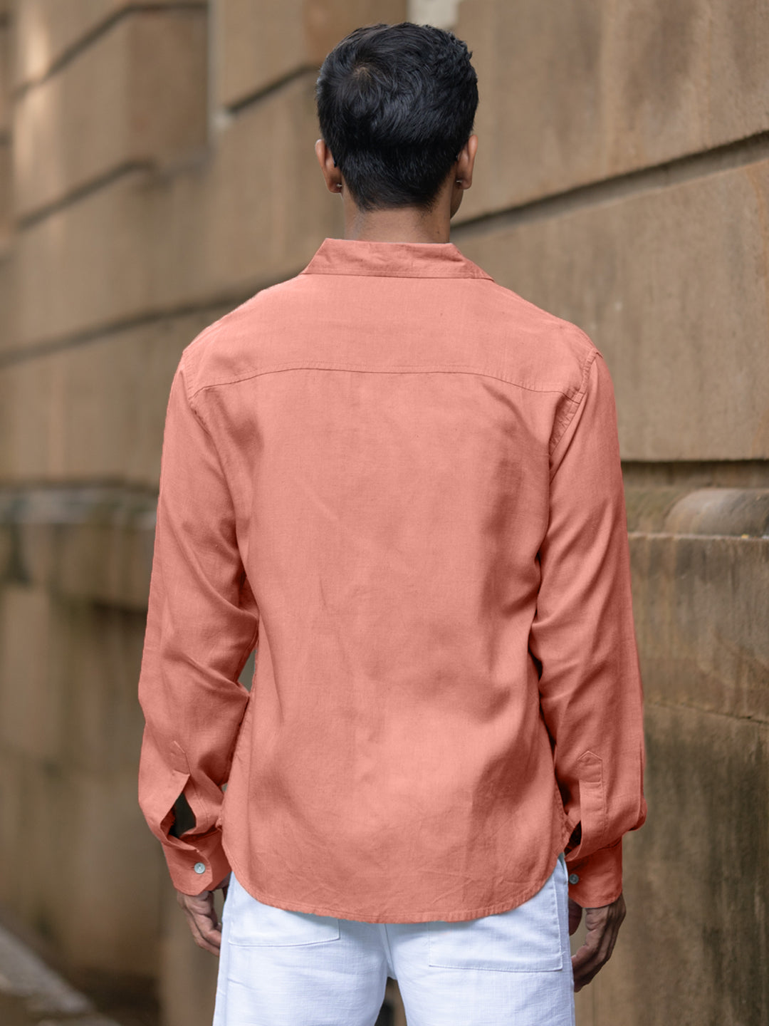 Coral Linen Blend Shirt