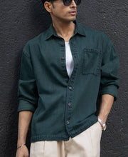 Dark Green Over Dyed Denim Shirt