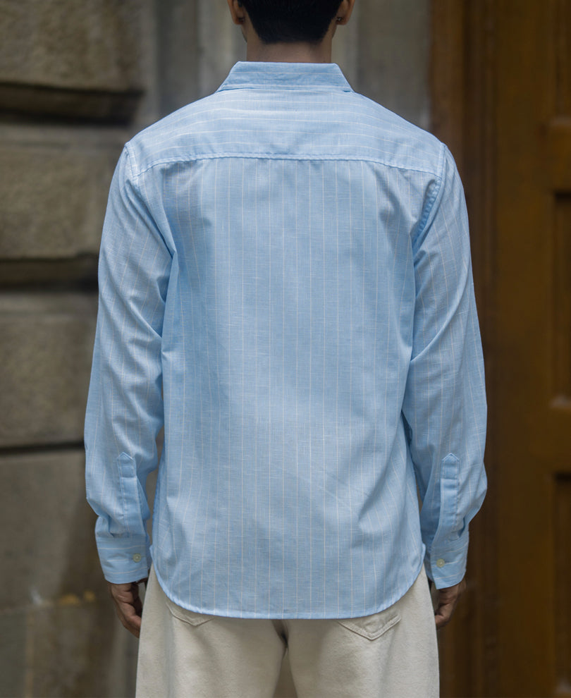 Sky Blue Cotton Stripe Shirt