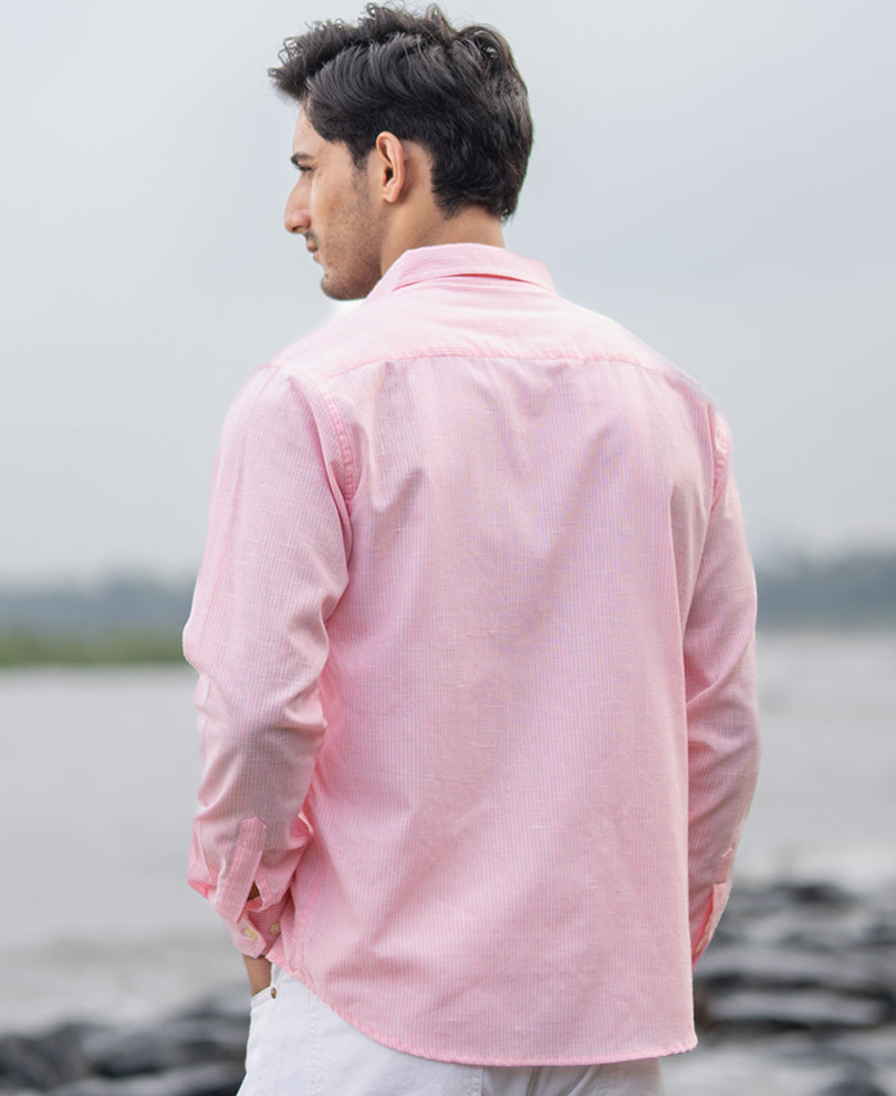 Pink Light Weight Cotton Stripe Shirt