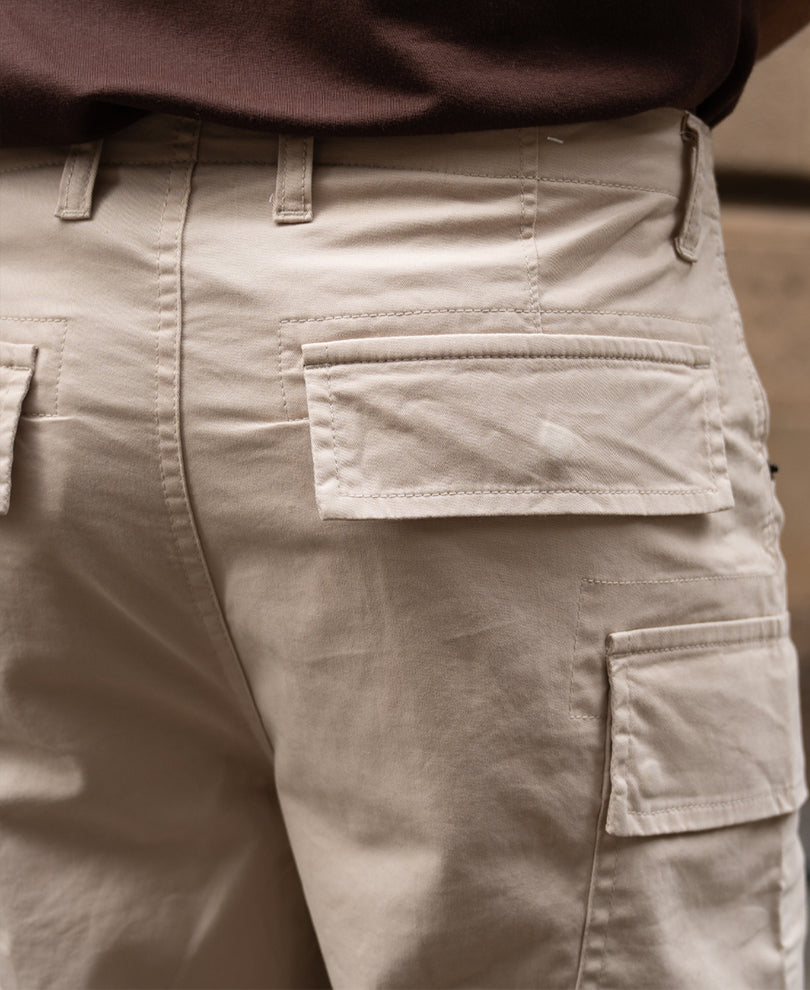 Light Beige Cotton Cargo Trouser