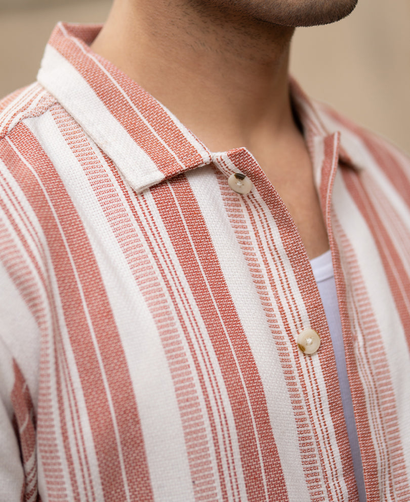 Rust Structure Stripe Shirt