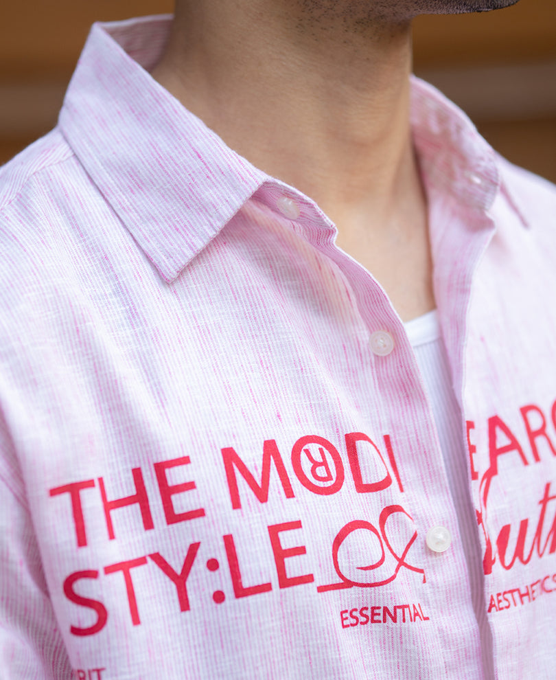Pink Printed Stripe Shirt.