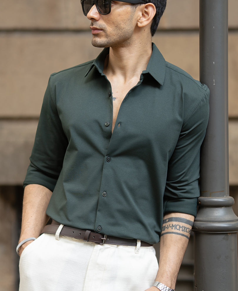 Bottle Green Stretch Shirt.