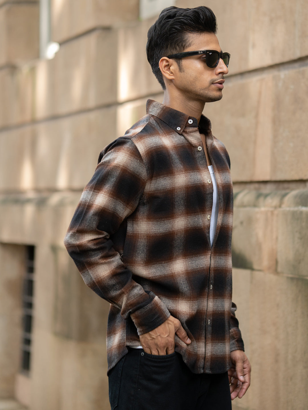 Dark Brown Checks Shirt
