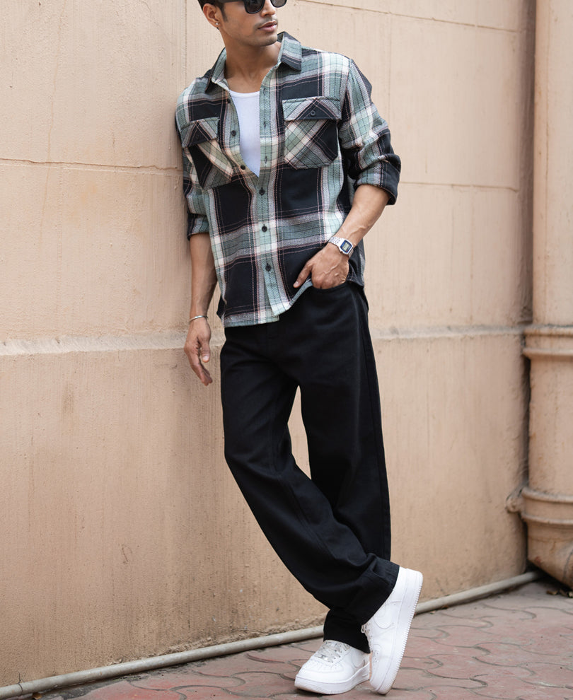 Black Structure Checks Shirt.