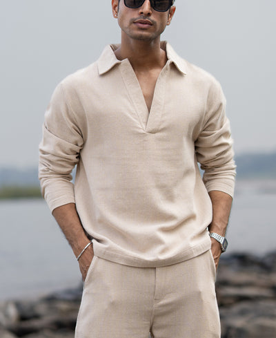 Beige Structured Cord Set