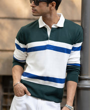 Olive And White Stripe Polo T-Shirt