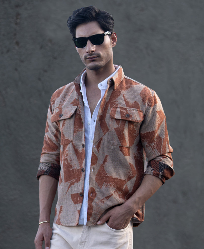 Ochre Jacquard Overshirt.