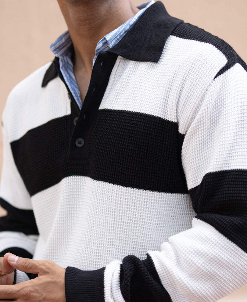 Black And White Knit Sweatshirt