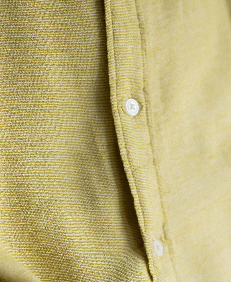 Yellow Linen Blend Structured Shirt.