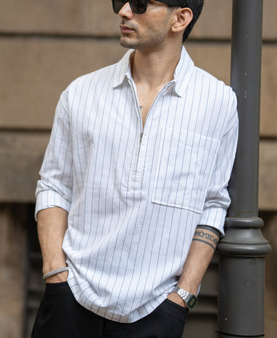 White Stripe Lightweight Kurta Shirt
