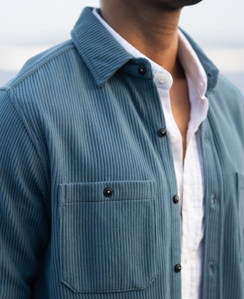 Grey Sky Knit Shirt With Pockets.