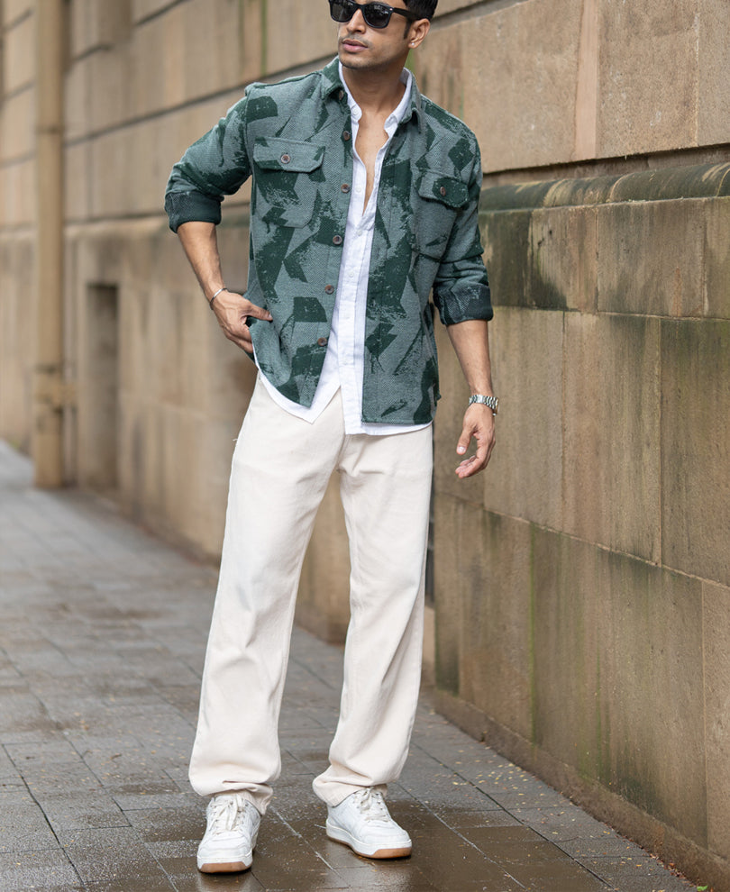 Green Jacquard Overshirt