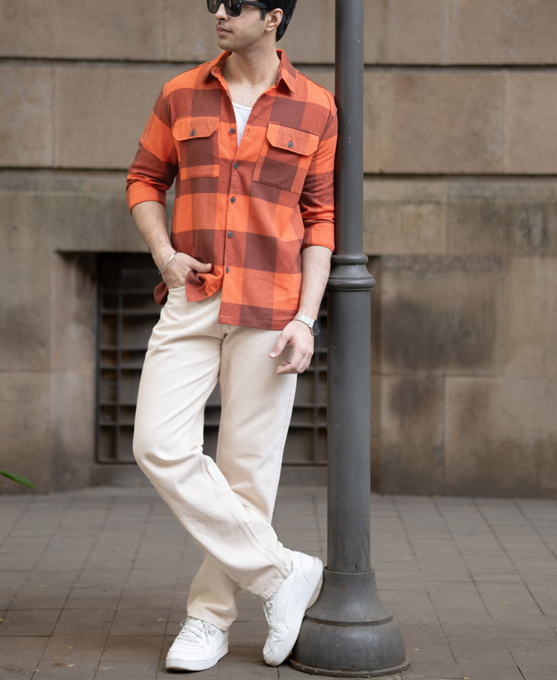 Rust Orange Checks Shirt