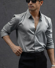 Grey Melange Stretch Shirt.