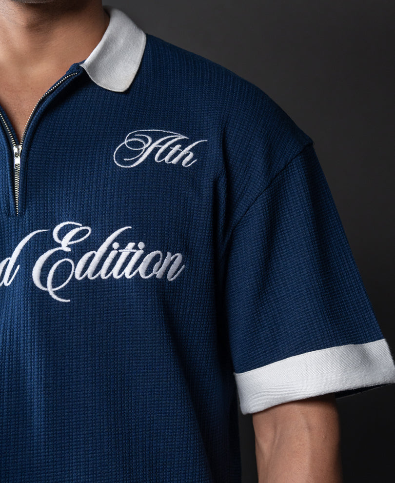 Indigo Blue Embroidered T-Shirt.