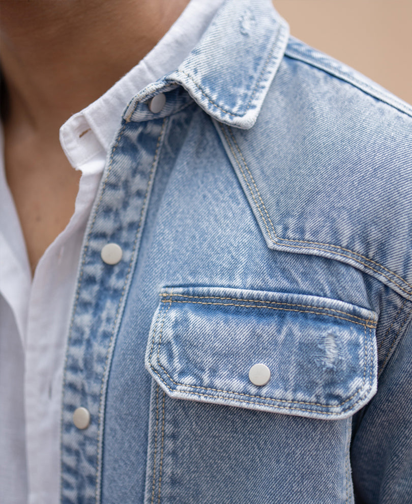 Blue Denim Regular Fit Full Sleeves Shirt