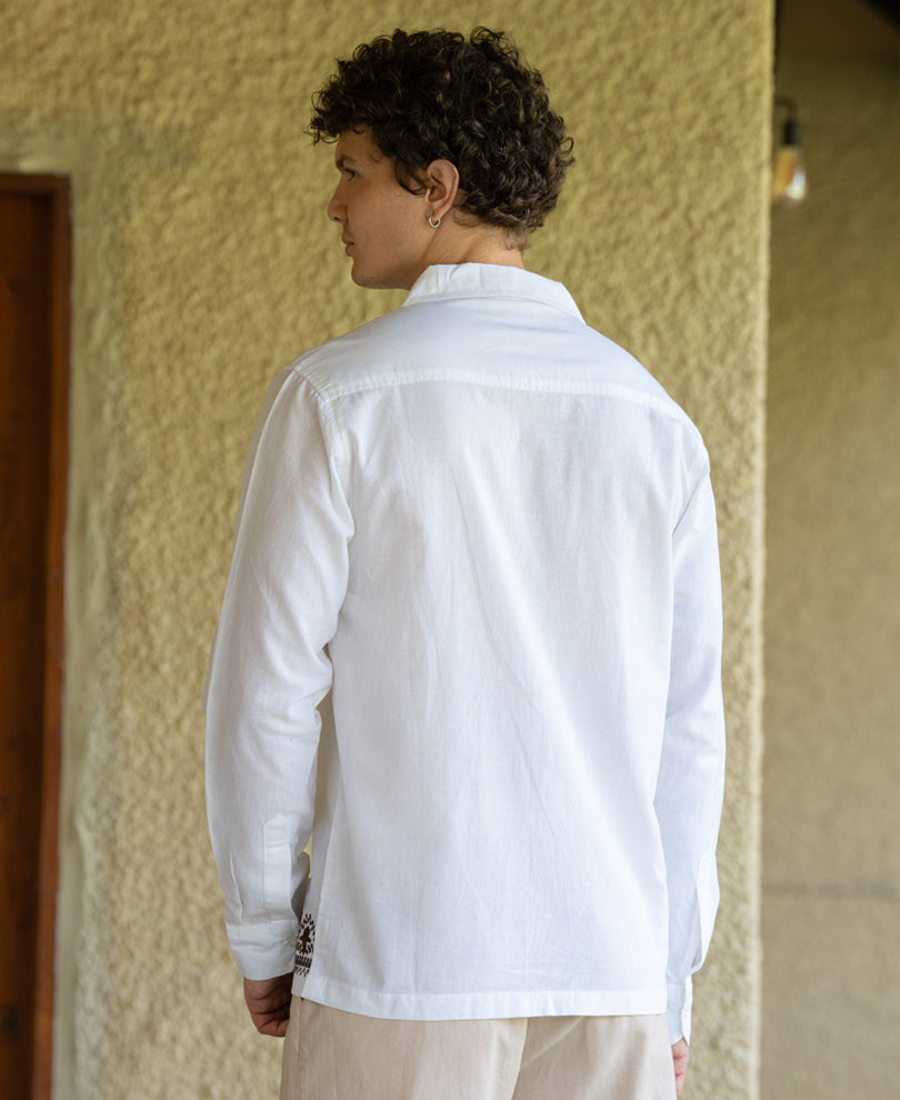 White Embroidered Shirt 100% Cotton