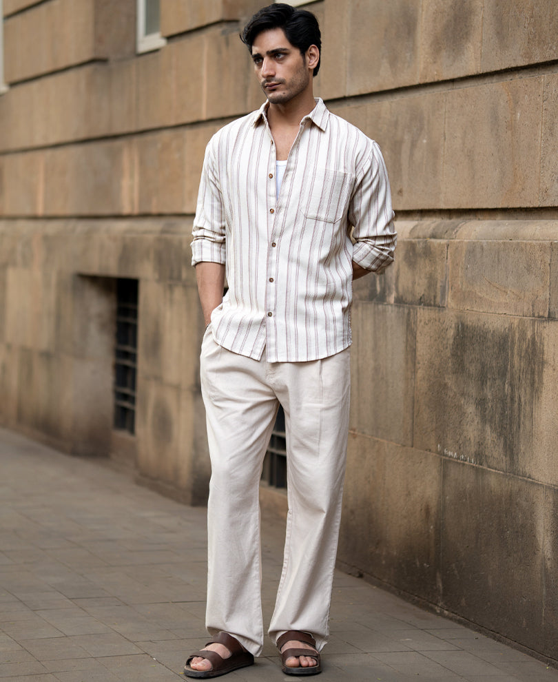 Cream Structured Stripe Shirt