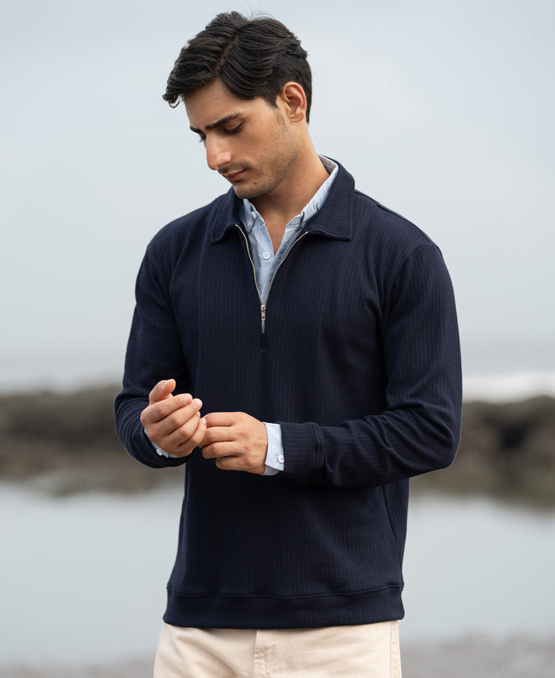 Navy Contrast Collar Polo T-Shirt