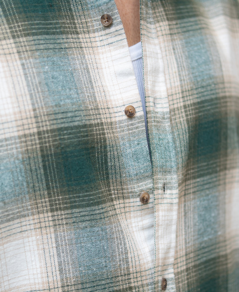 Green & Beige Flannel Checks Shirt.