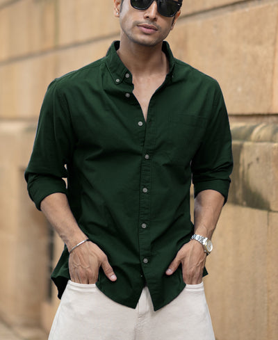 Emerald Green Cotton Oxford Shirt