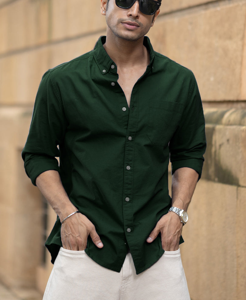 Emerald Green Cotton Oxford Shirt