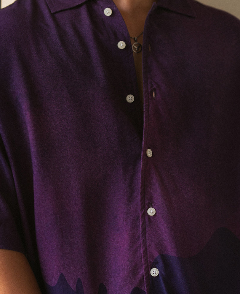 Purple Abstract Print Shirt.