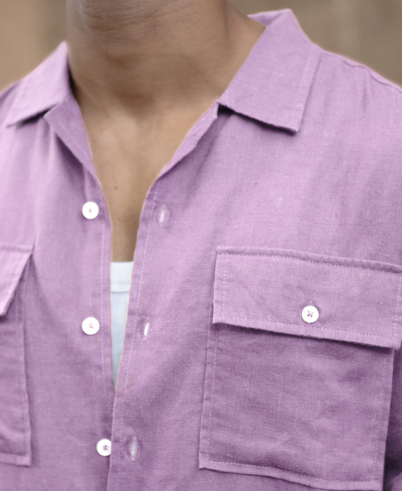 Lavender Double Pocket Linen Shirt