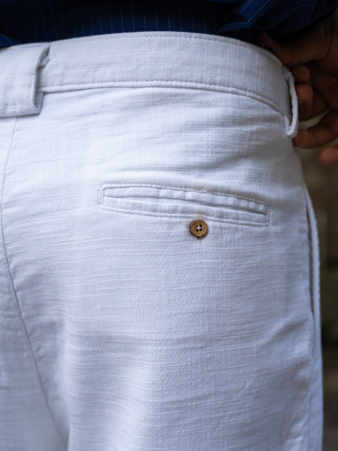 White Baggy Fit Cotton Trousers