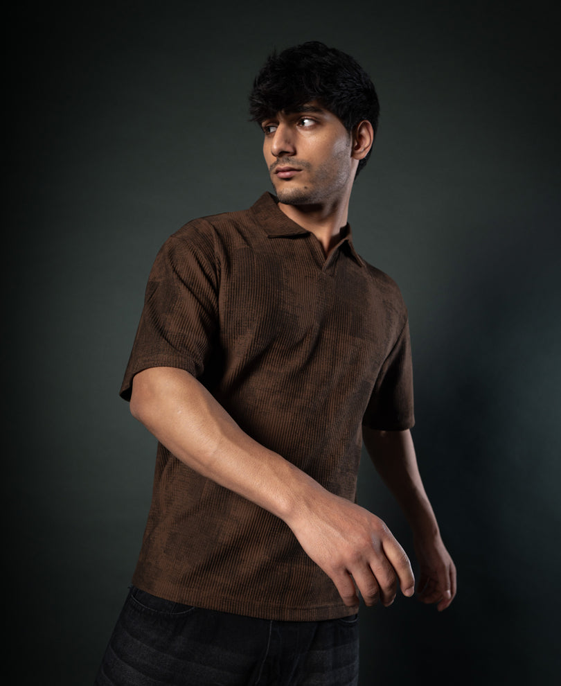 Brown Grunge Print T-Shirt.