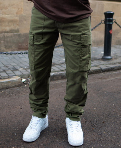 Olive Cotton Cargo Pants.