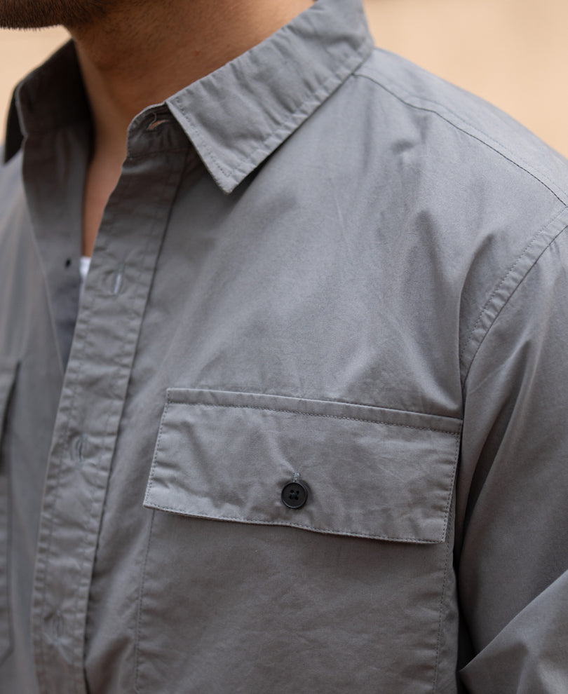 Grey Double Pocket Lightweight Shirt.