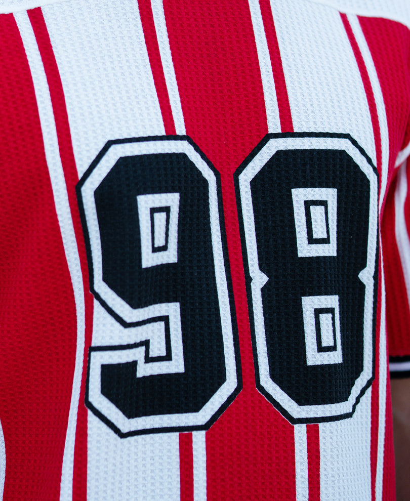 Red Printed Stripe Graphic T-Shirt.