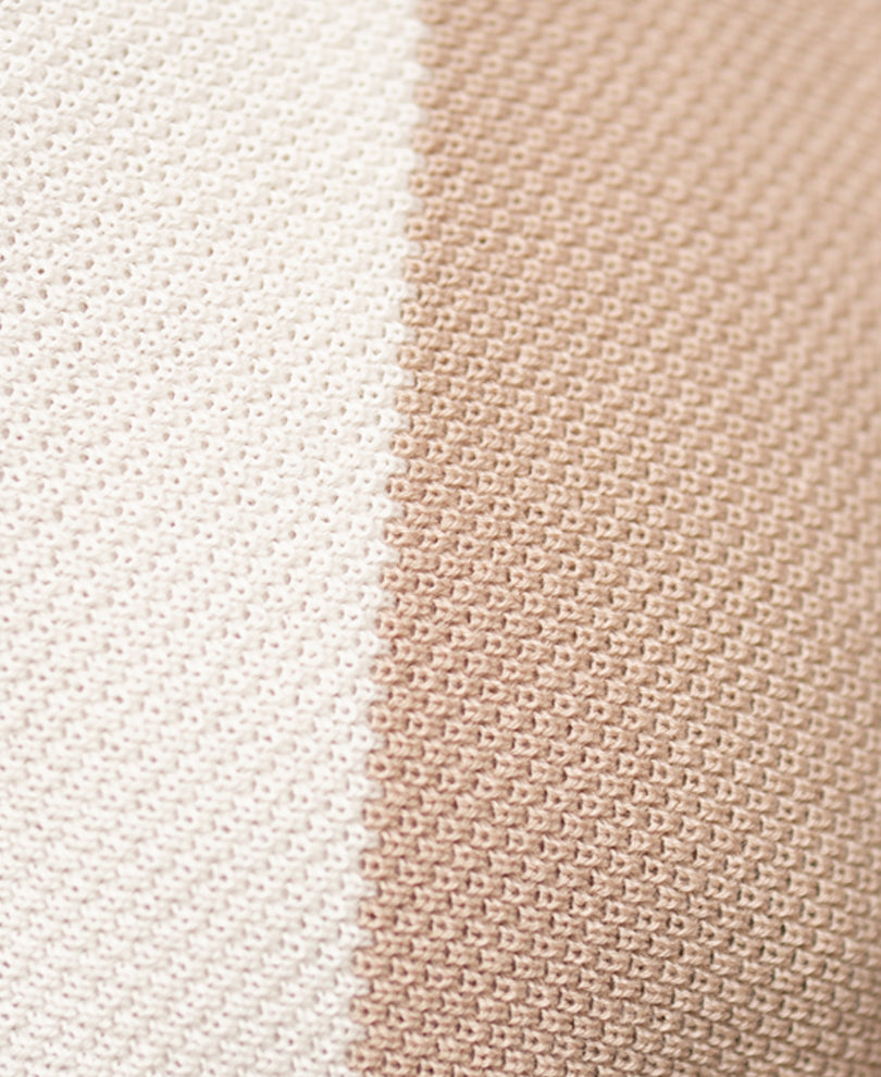 Beige & Brown Knit Stripe T-Shirt.