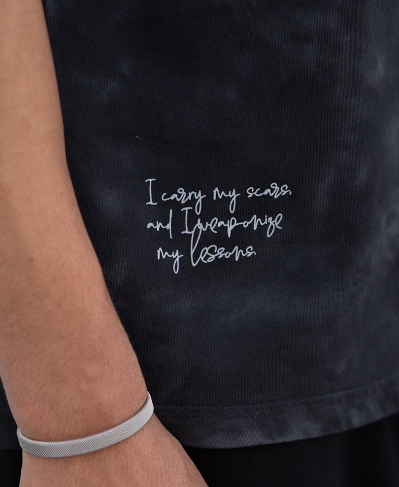 Black Washed Floral Print T-Shirt.