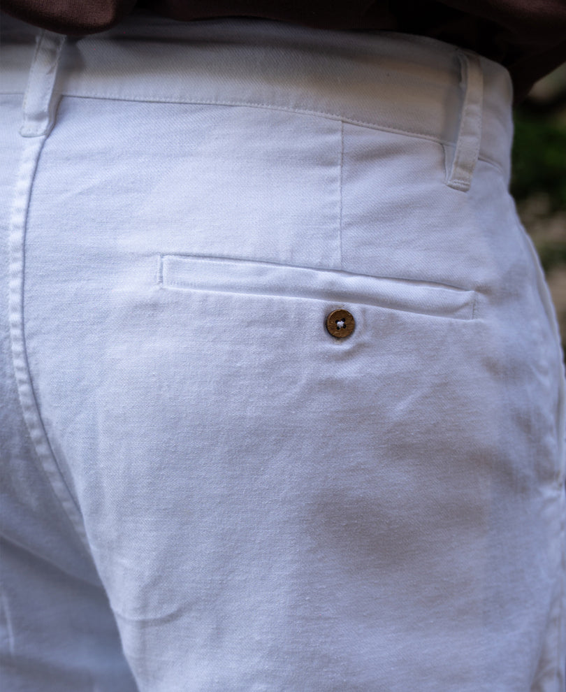 White Linen Pleated Trouser